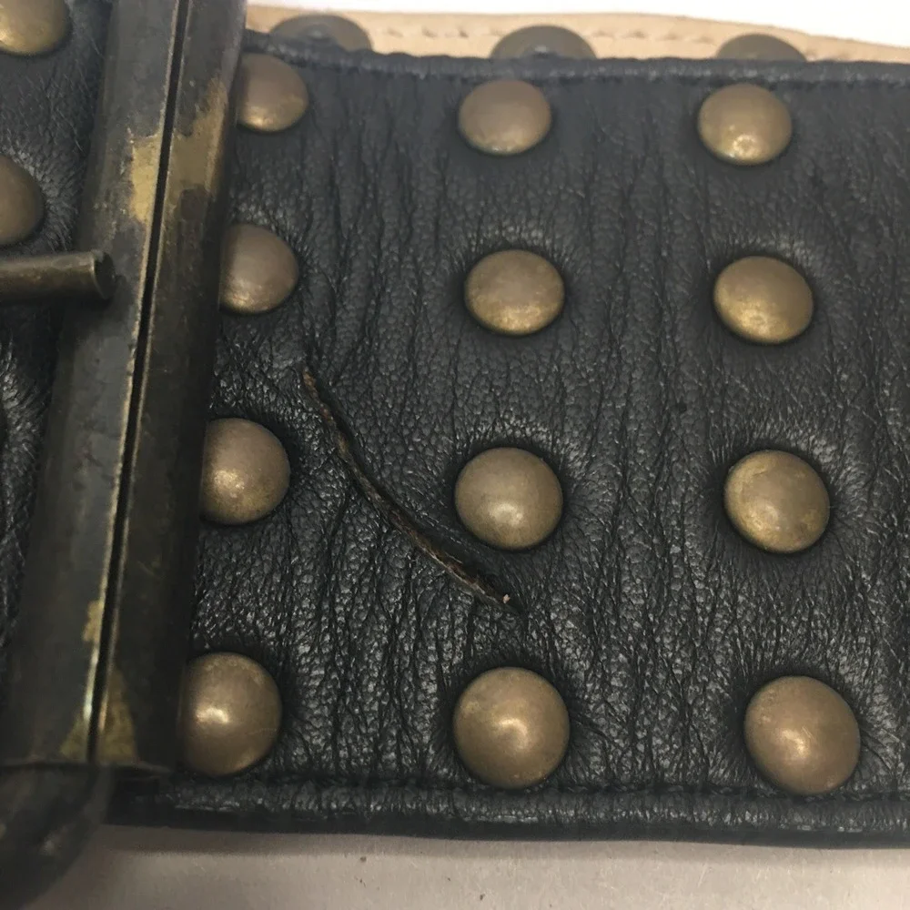 CATHERINE MALANDRINO Brown Brass STUDDED BELT Size M 34